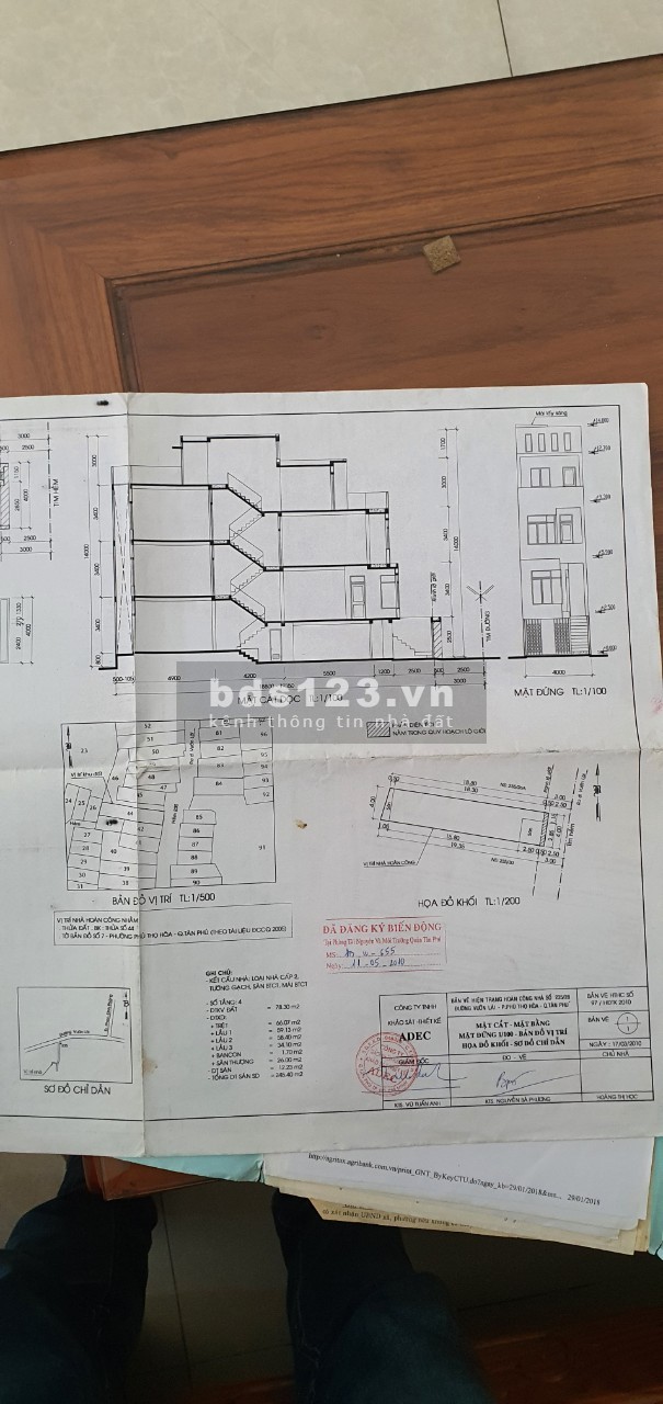 Bán nhà hẻm đường Vườn Lài phường Phú Thọ Hòa Quận Tân Phú
