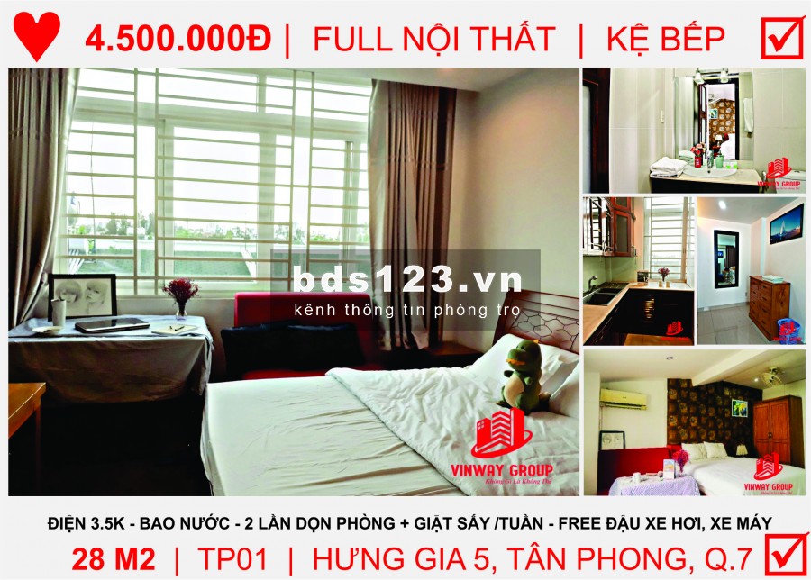 Hệ thống phòng trọ Quận 7 hiện đại, đầy đủ nội thất, chỉ từ 3.5 triệu
