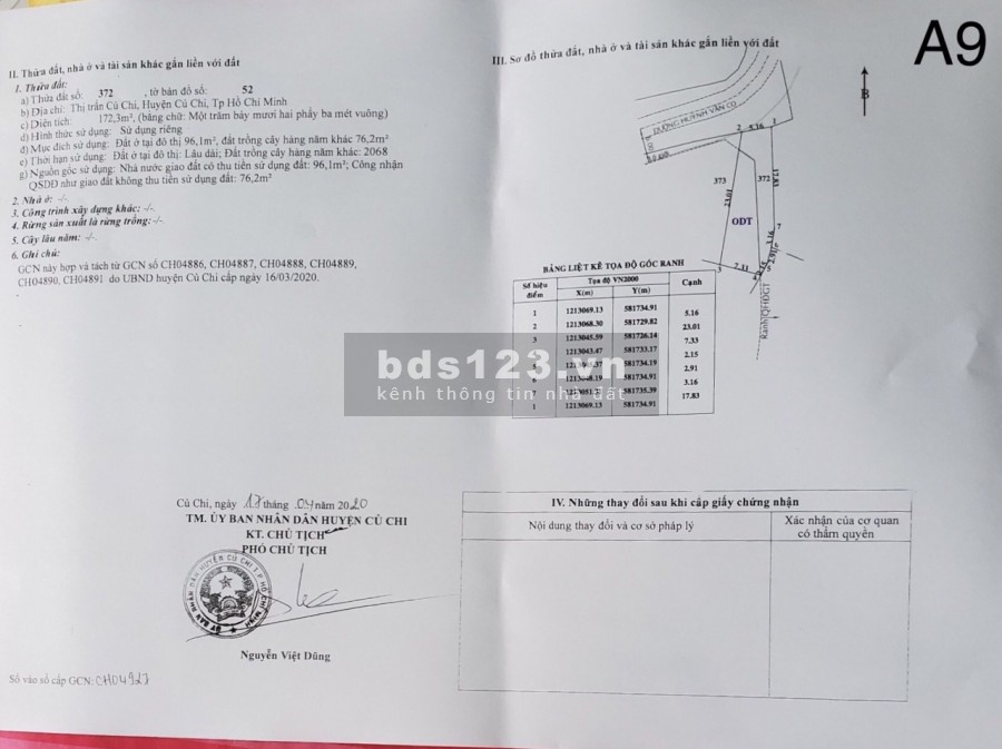 Đất mặt tiền đường Huỳnh Văn Cọ, trung tâm Củ Chi, 126m2 giá 1.5 tỷ