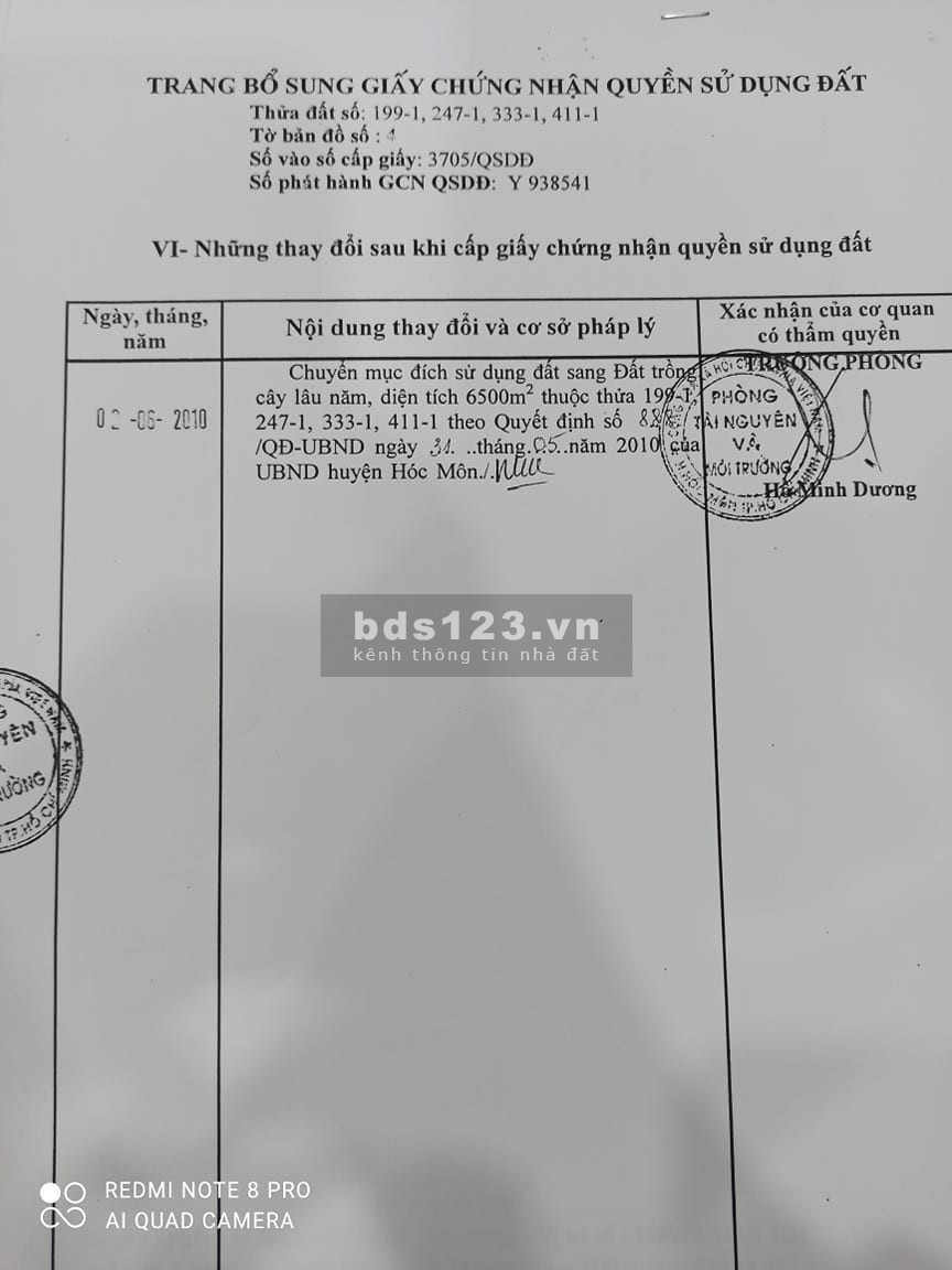 Cần bán đất mặt tiền đường Phạm Văn Sáng, Hóc Môn 20tr/m2