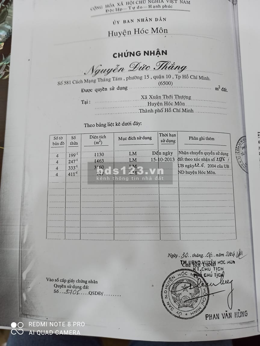 Cần bán đất mặt tiền đường Phạm Văn Sáng, Hóc Môn 20tr/m2