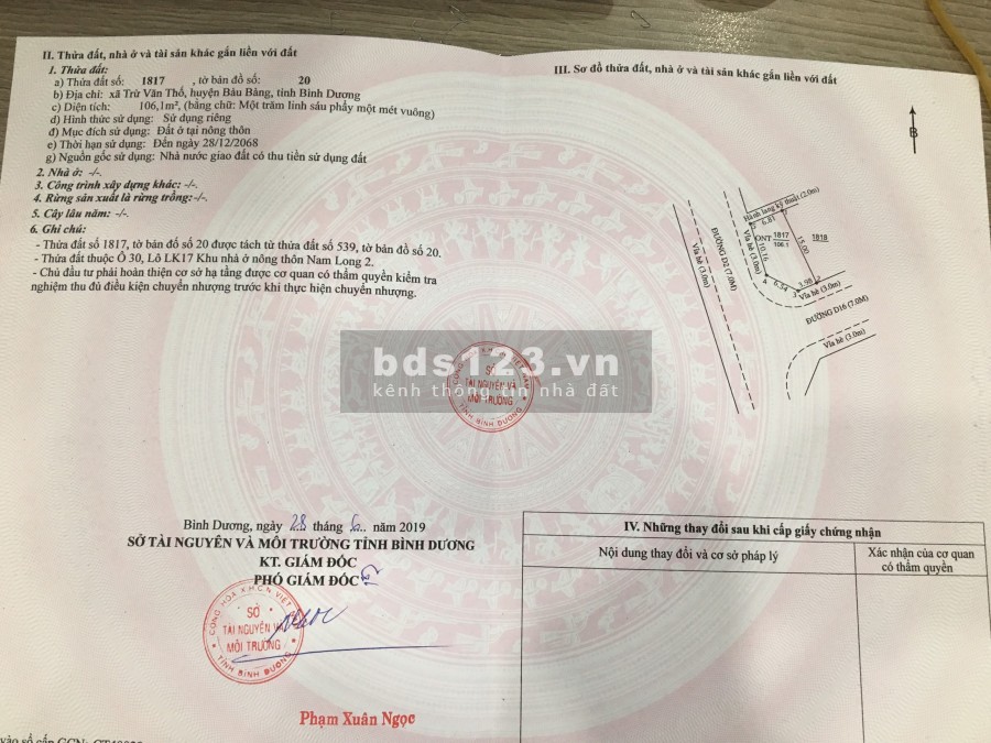 Bán Gấp 110m2 Đất Thổ Cư, SHR, Bàu Bàng, nhà phố 1.8 tỷ, khu dân cư
