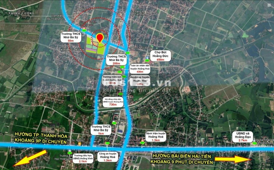 Bán lô đất nên xã Hoằng Đức, sổ đỏ bàn giao ngay, từ 1.6 tỉ, địa hình thuận lợi