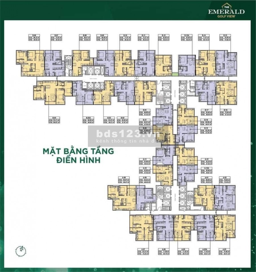 Bán căn hộ 1 pn, The Emerald Gofl View, view trực tiếp sân Gofl, giá tốt, tặng thêm gói nội thất gỗ 15 triệu