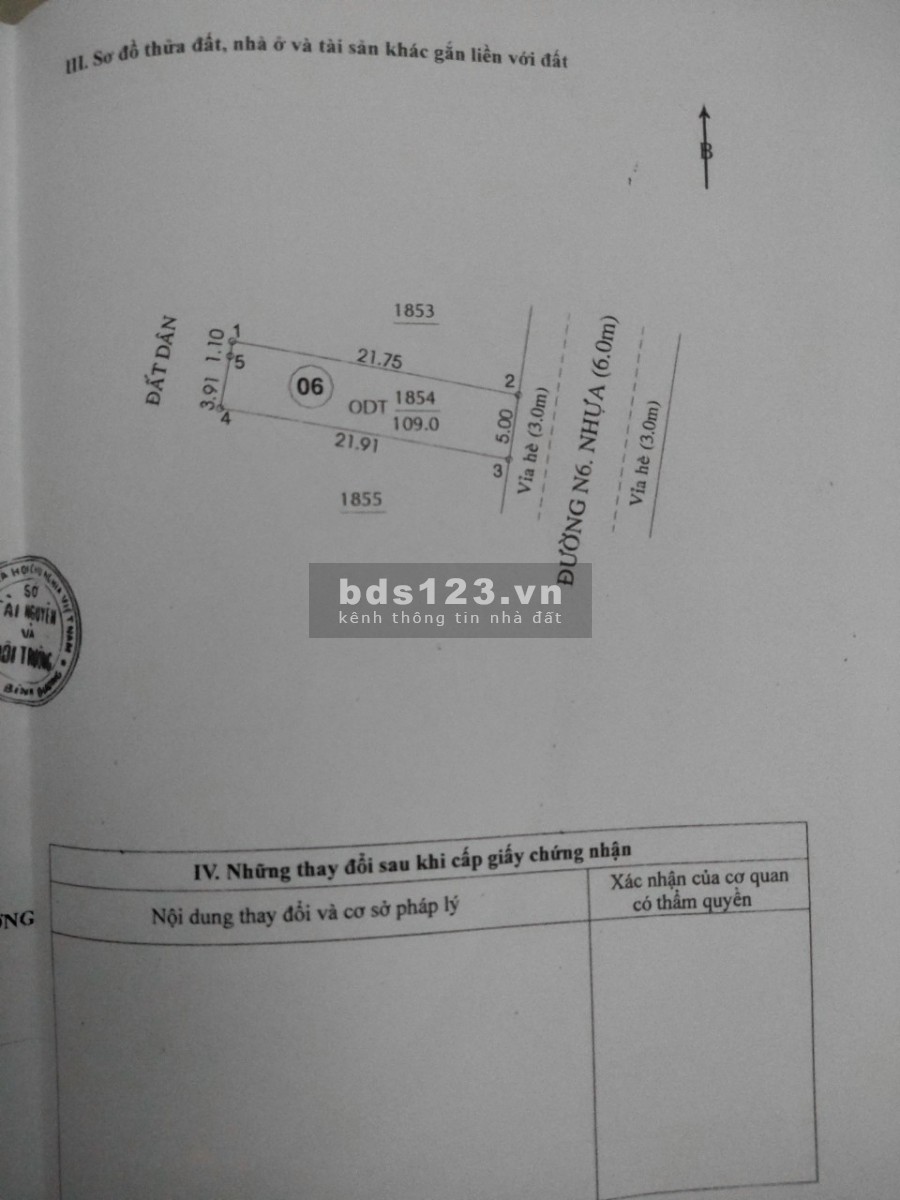 Bán đất Thuận An diện tích 109m2, giá 3tỷ180tr, nằm ngay sau siêu thị Lotte Mart