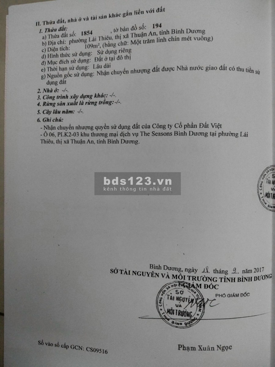 Bán đất Thuận An diện tích 109m2, giá 3tỷ180tr, nằm ngay sau siêu thị Lotte Mart