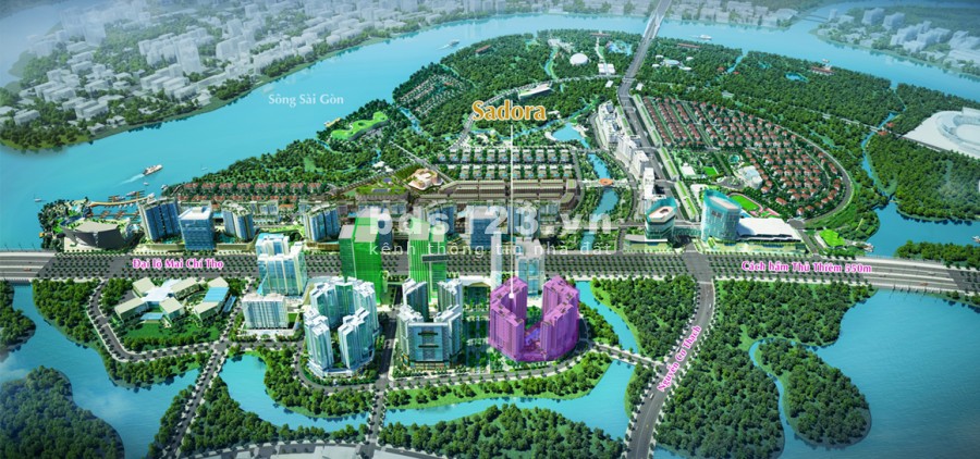Cho thuê căn hộ Sadora khu dân cư sala Quận 2, dt 88m2, loại 2 pn, tầng cao, view sông, giá 16 triệu/tháng