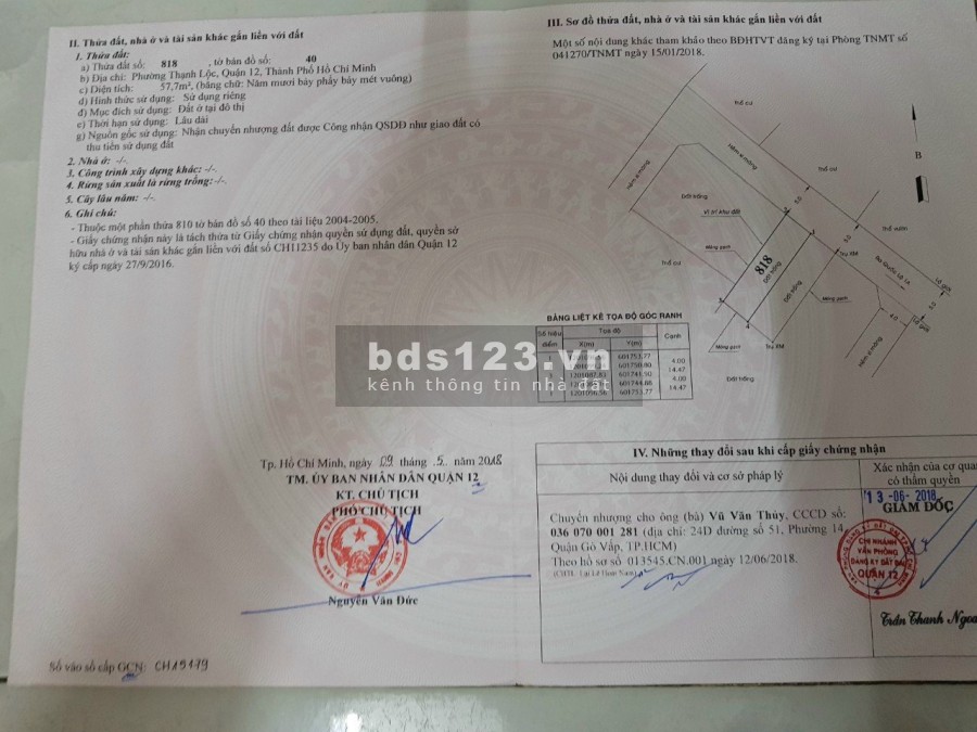 Đất chính chủ chủ đường 7m Ngã Tư Ga, Quận 12