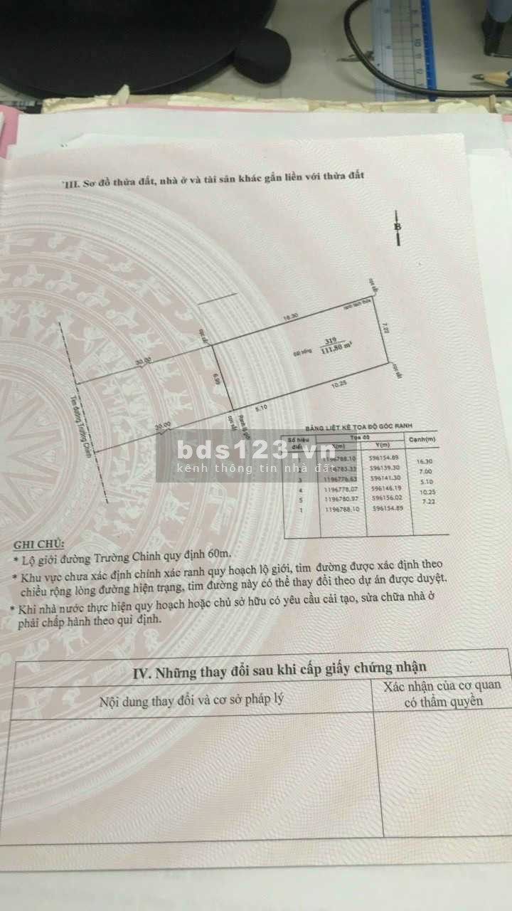 Bán đất đường Trường Chinh, phường 15, Quận Tân Bình