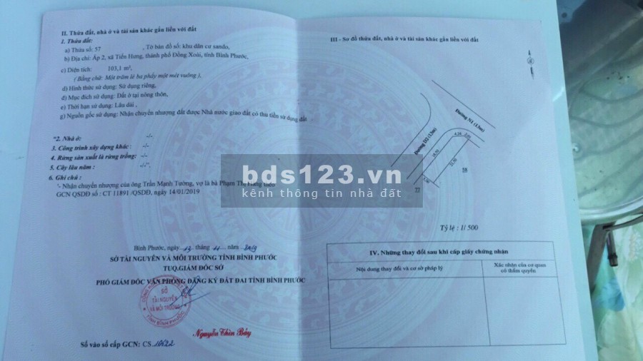 Bán lô góc đất TP Đồng Xoài đối diên trạm y tế xã Tiến Hưng thuận tiện kinh doanh,SHR