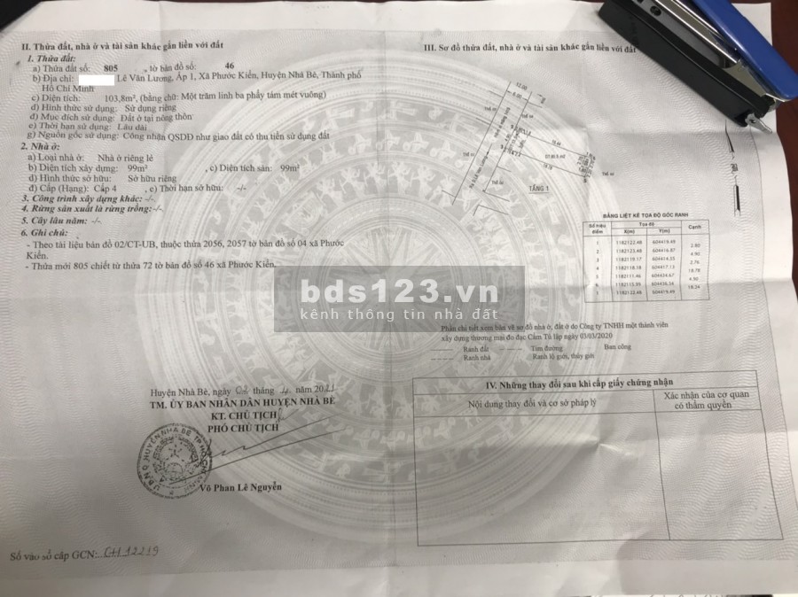 Kẹt tiền cần bán gấp nhà 103,8 m2 hẻm 1419 LÊ VĂN LƯƠNG giá 4 tỷ 850 còn thương lượng nhẹ.LH: 0795.422.206 (Nhân)