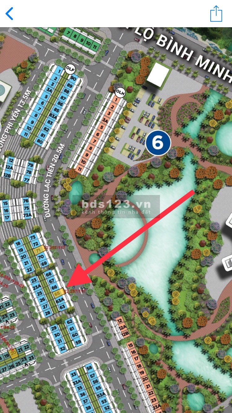 Bán cơ hội đầu tư (OLF 65) view hồ DT 117m2 view TT tài chính Meyhomes, sổ đỏ lâu dài