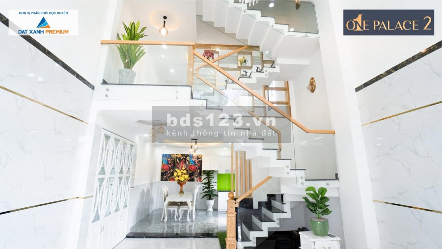 Nhà phố liền kề One Palace 2 ven sông, Đã có sổ 1 trệt 1 lửng 2 lầu và sân thượng 4 PN, 5 WC, MT đường Thạnh Xuân, Quận 12