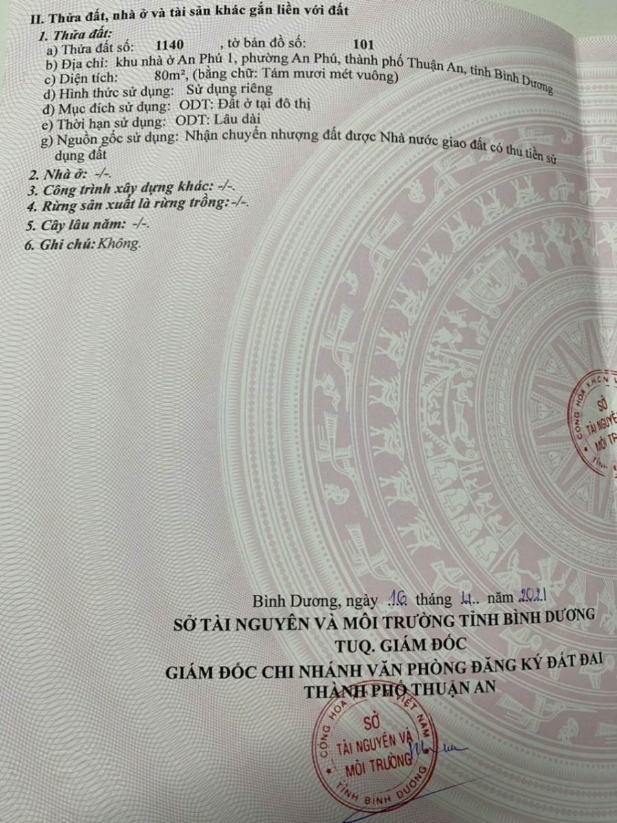 Cần vốn nên bán lô đất nhà ở An Phú 1, Thành phố Thuận An Bình Dương 2ty xíu
