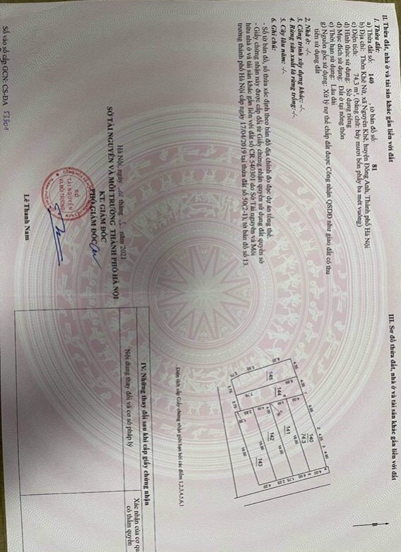 Bán đất Nguyên khê Đông Anh Hà Nội 74.3 thôn Khê Nữ đường ô tô ngõ thông