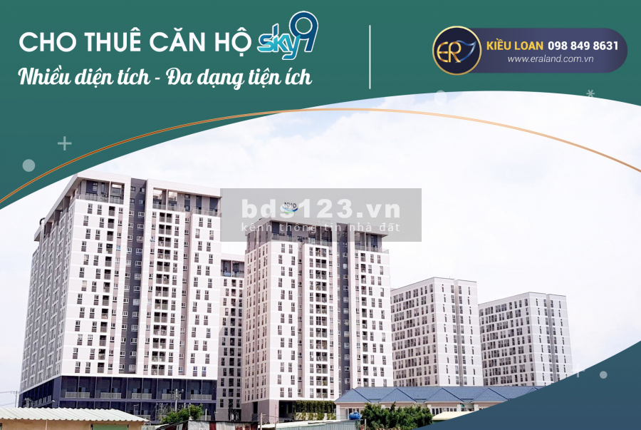 Căn Hộ Sky 9 – 2PN,2WC Full nội thất.view Nam cực mát. Chỉ 7tr500/ Tháng