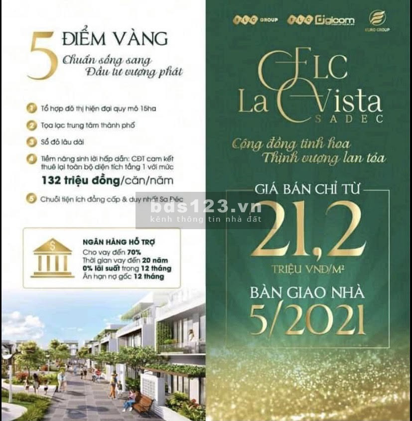 Biệt thự liền kề khu đô thi mới FLC La Vista Sadec, bàn giao sổ đỏ
