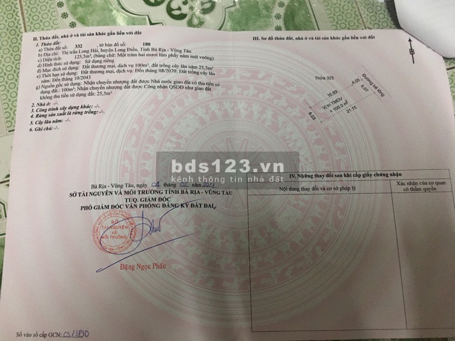 Kẹt tiền cần bán gấp đất đường số 2 gần khu du lịch sinh thái Ngọc Sương cách biển 1,5km2 LH 0903 066 813 chuyên đất Long Hải