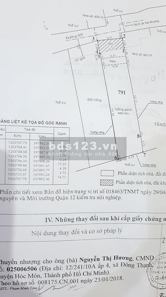 Bán căn hộ 1 trệt nhà làm kiên cố thoáng mát để lên lầu diện tích 69.7m đường Lê Văn khương