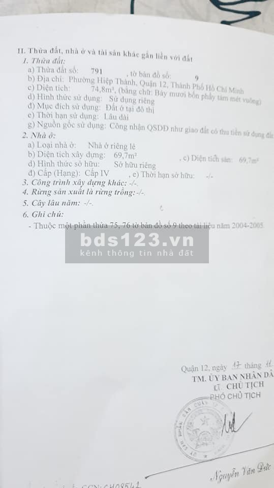 Bán căn hộ 1 trệt nhà làm kiên cố thoáng mát để lên lầu diện tích 69.7m đường Lê Văn khương
