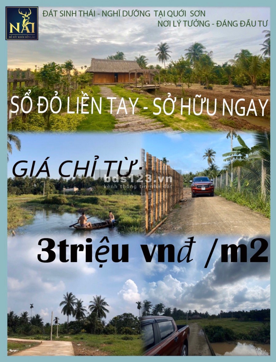 Bán nền oto giá rẻ chỉ 2,8tr/m2 đường vào UB Quới Sơn Bến Tre