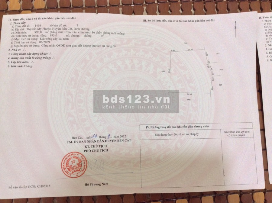 Bán đất tiềm năng Bến Cát, Bình Dương, diện tích 1700m2