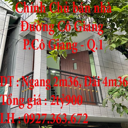 Chính Chủ bán nhà tại 175/31/1A đường Cô Giang ,P. Cô Giang ,Q1 ,TPHCM