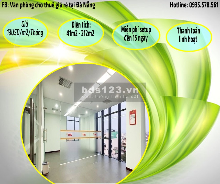 Văn phòng cho thuê Đà Nẵng, giá rẻ, mặt tiền đường 55m