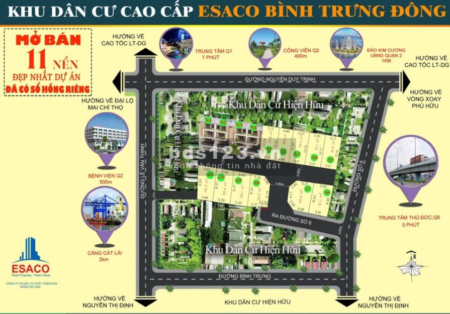 KDC cao cấp Esaco Bình Trưng Đông DT: 50m2, giá 3.9 tỷ