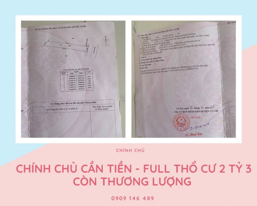 Chính chủ bán lô đất mặt tiền đường 6m, Củ Chi giá siêu tốt, công chứng ngay