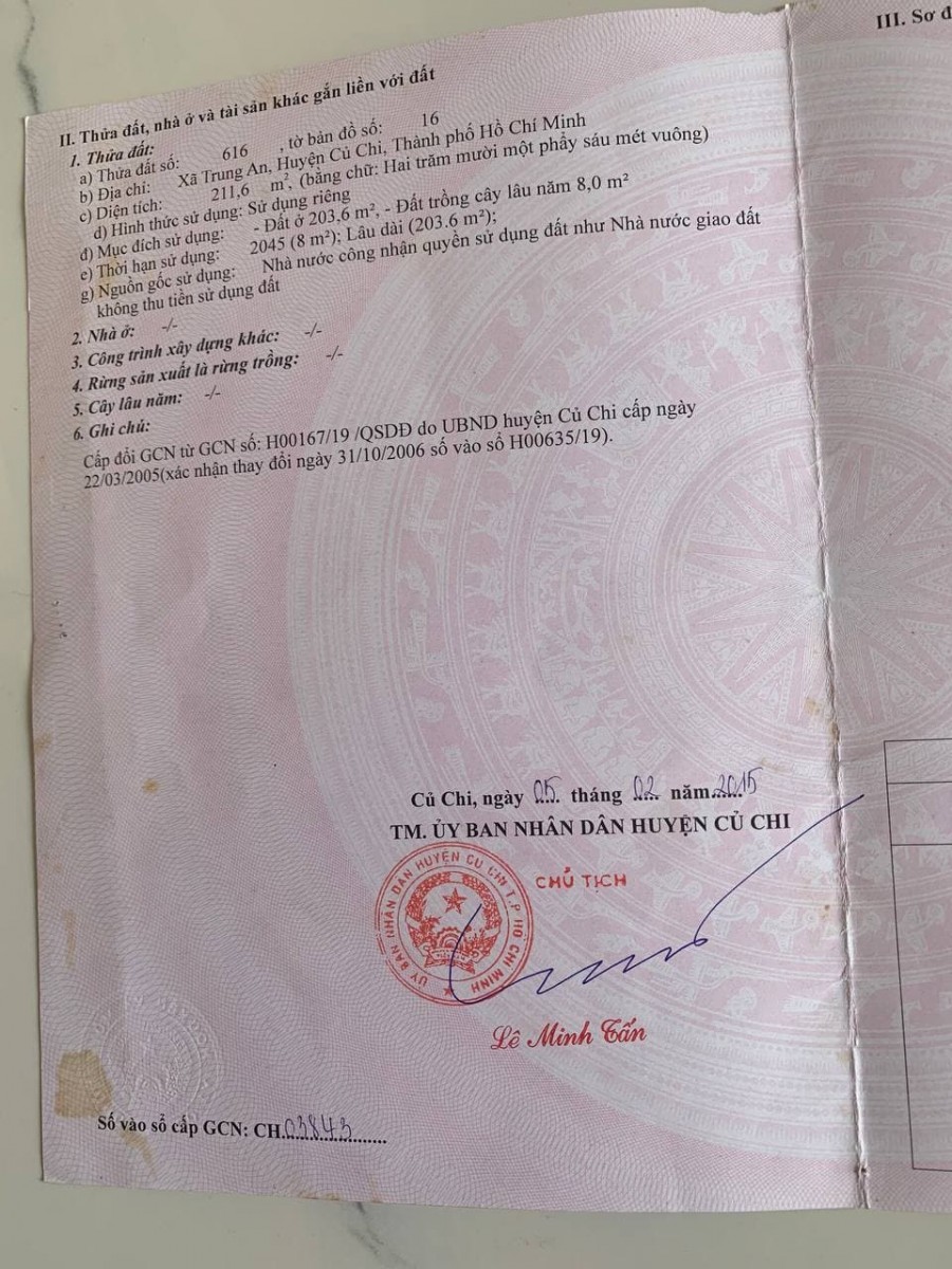 Chính chủ bán lô đất mặt tiền đường 6m, Củ Chi giá siêu tốt, công chứng ngay