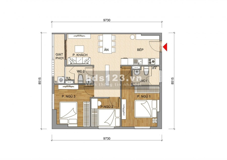 Căn hộ rẻ nhất ở Bình Dương, 2 phòng ngủ, giá chỉ từ 1.1 tỷ