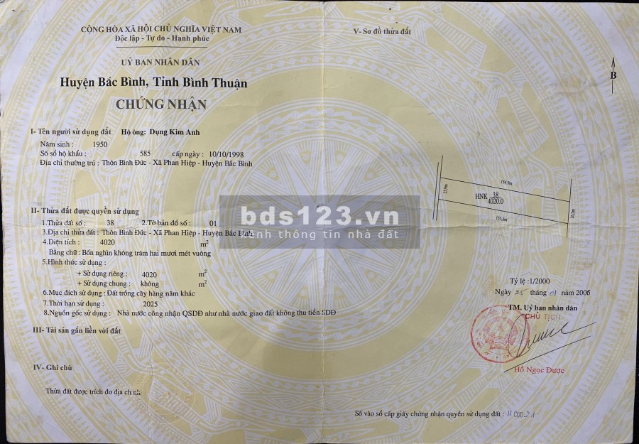 Sổ đổ hơn 4000m2 xã Phan Hiệp cách đường nối sân bay Phan Thiết 95m, giá 125 nghìn/m2, lh 0933.151.296