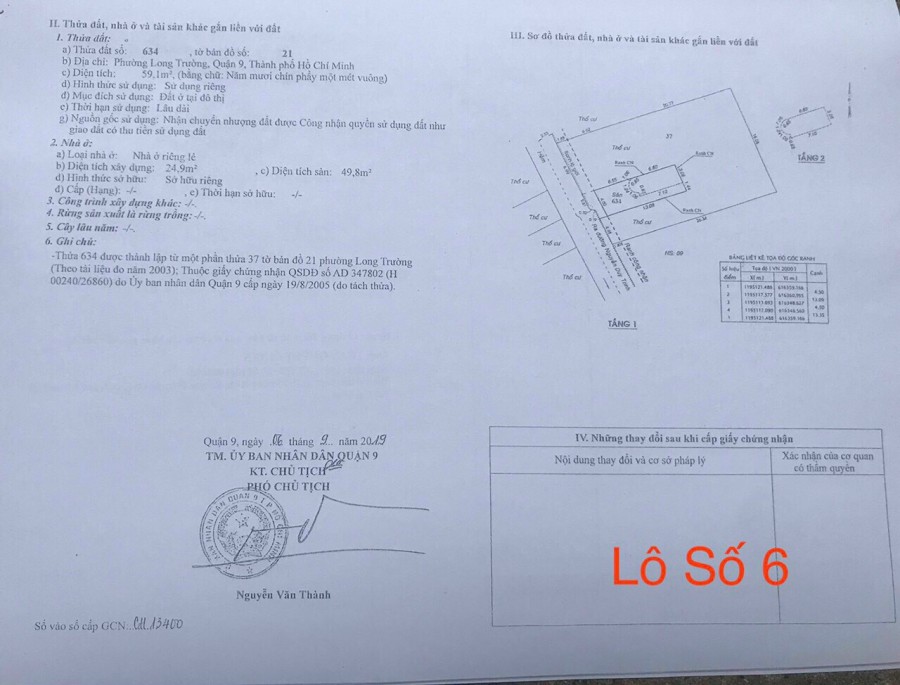 Bán đất 1 sẹc Nguyễn Duy Trinh, Phường Long Trường Q9. DT: 59m2. Giá 3.8Tỷ