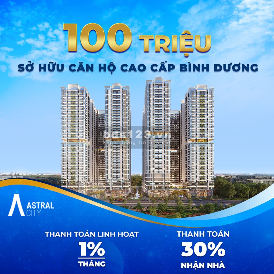 Vốn 500 triệu sở hữu ngay căn hộ Astral City 2PN, ngân hàng hỗ trợ 70% ân hạn gốc + lãi 2 năm