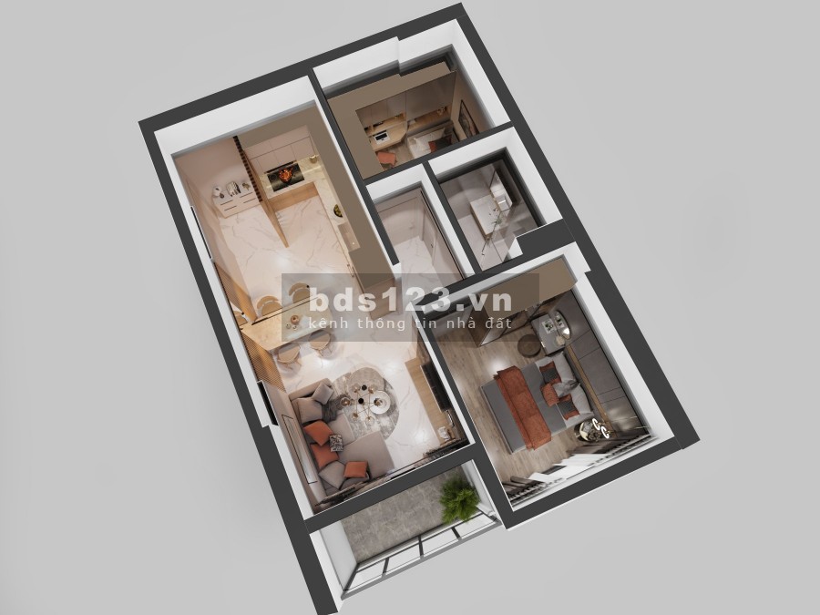 Căn hộ 2 phòng ngủ 1 vệ sinh ở dự án HT Pearl Dĩ An, Thành phố Bình Dương