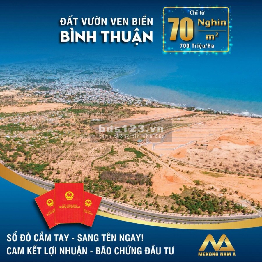 Đất nền BÌNH THUẬN giá chỉ từ 70 nghìn/m2, tiện đầu tư