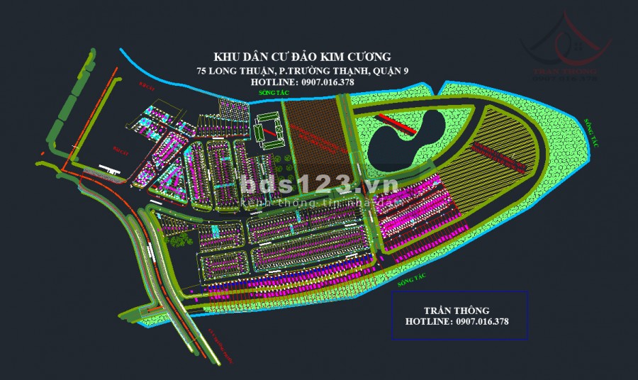 Bán đất nền quận 9 biệt thự ven sông đảo kim cương, 9 tỷ - 280m2 Phường Trường thạnh, Tp.Thủ Đức