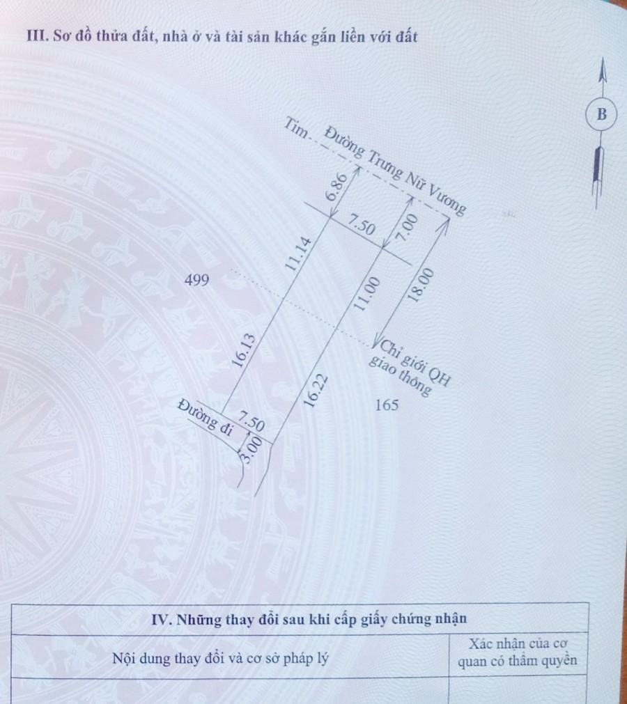 Cần bán đất mặt tiền đường Trung Nữ Vương, Hương Thuỷ, dt 204m2