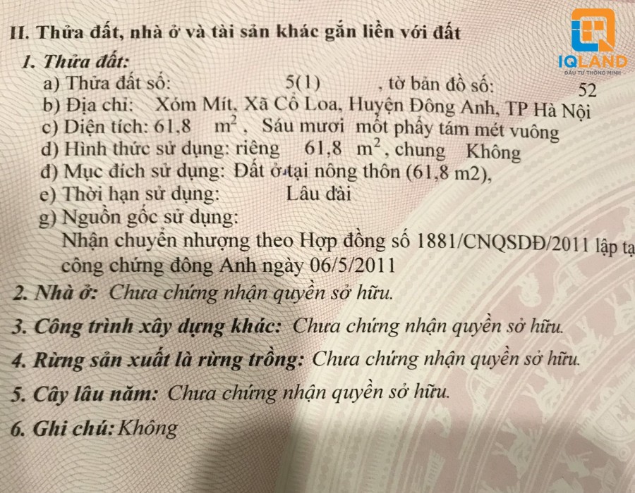 Bán 61m2 trục chính lô góc Xóm Mít Cổ Loa Đông ANh HÀ Nội