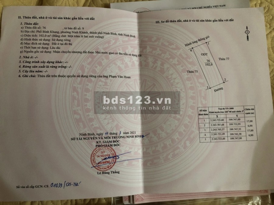 Chính chủ bán 2 lô đất tại Ninh Bình, đường 15, vị trí đẹp