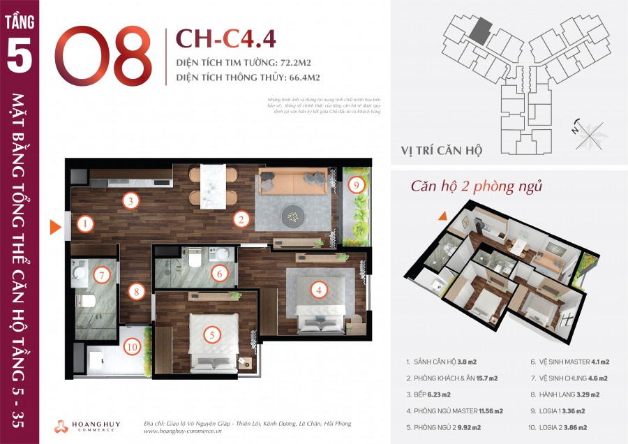 Bán căn hộ chung cư 2pn Hoàng Huy Commerce Võ Nguyên Giáp