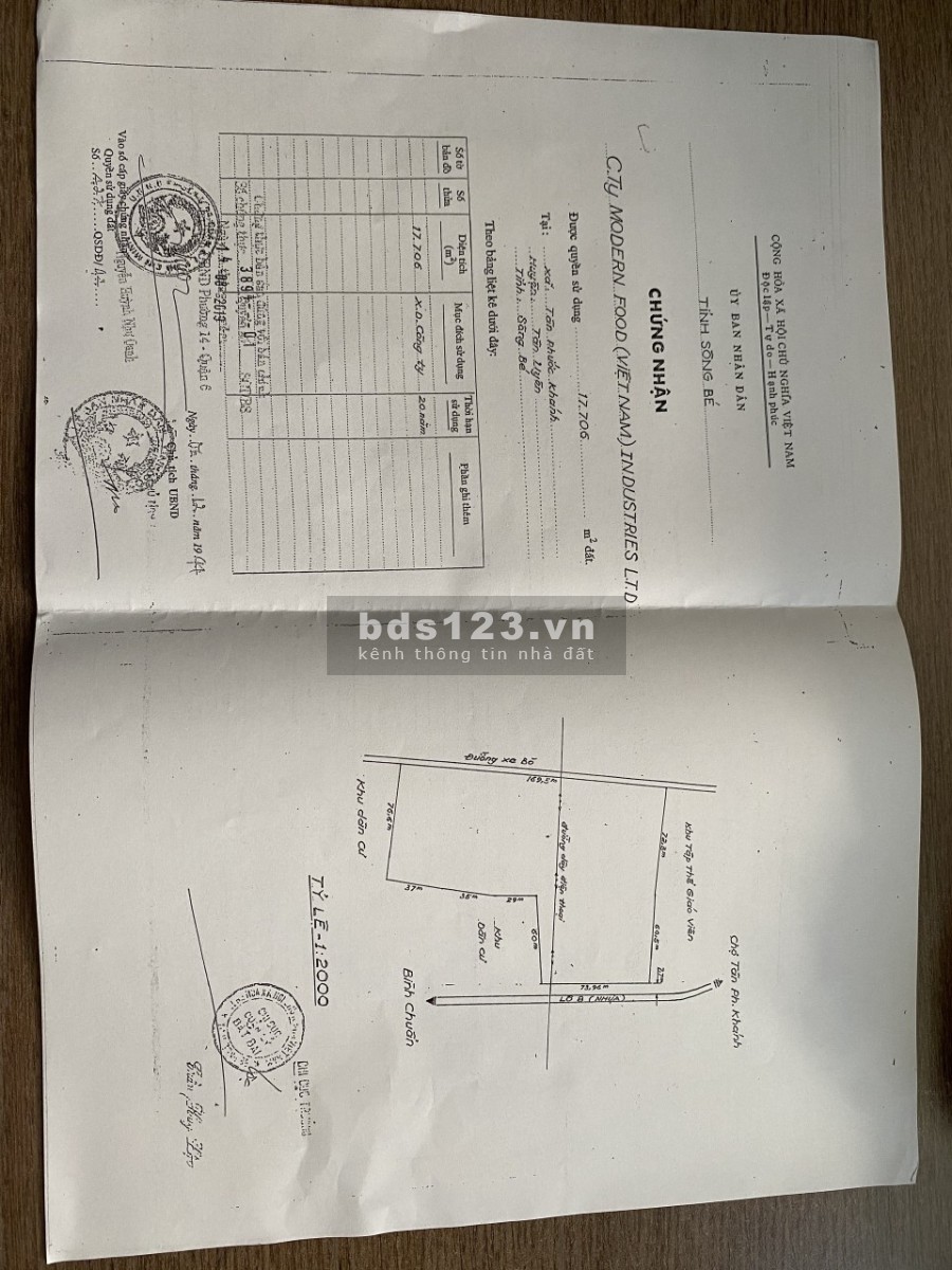 Bán đất 2MT đường DT746 Tân Uyên, Binh Dương