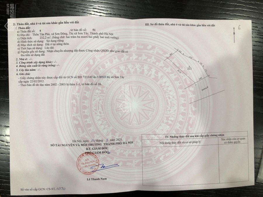 Chính chủ bán mảnh đất tại Tân Phú, Sơn Đông, Sơn Tây.
