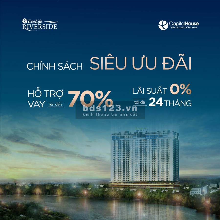 Chỉ với 1.2 tỷ sở hữu căn hộ xanh Ecolife Riverside lh 0934.988.574