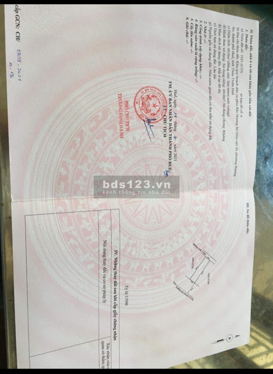 Bán đất khu quy hoạch Hương Sơ, Tản Đà, diện tích 60m2, giá bán 1.1 tỷ