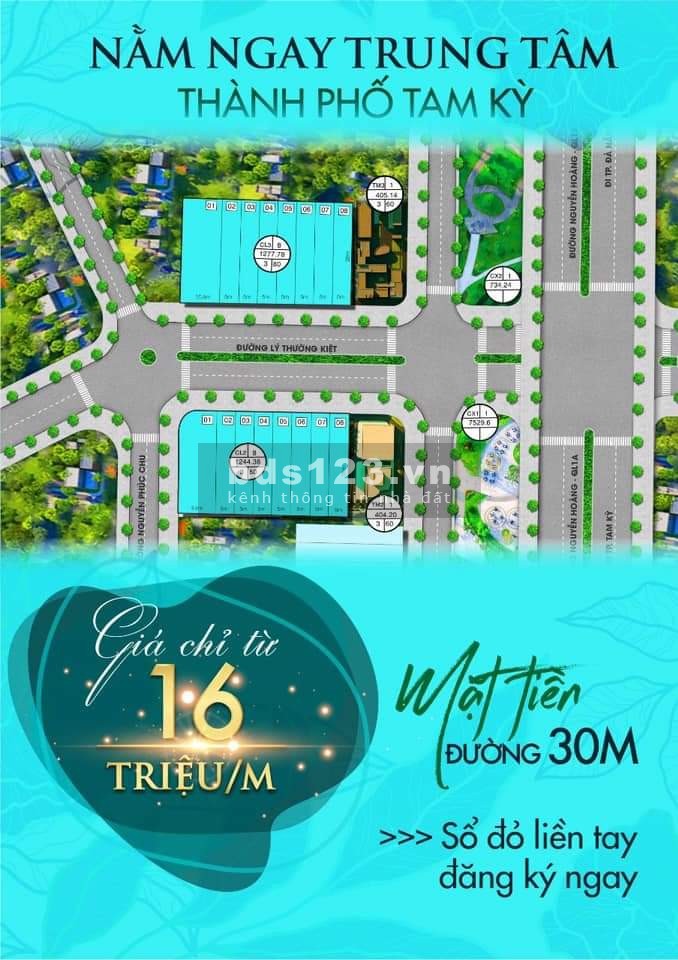 Bán lô đất mặt tiền Lý Thường Kiệt, phường Hoà Thuận, thành phố Tam Kỳ, đường lớn 30m