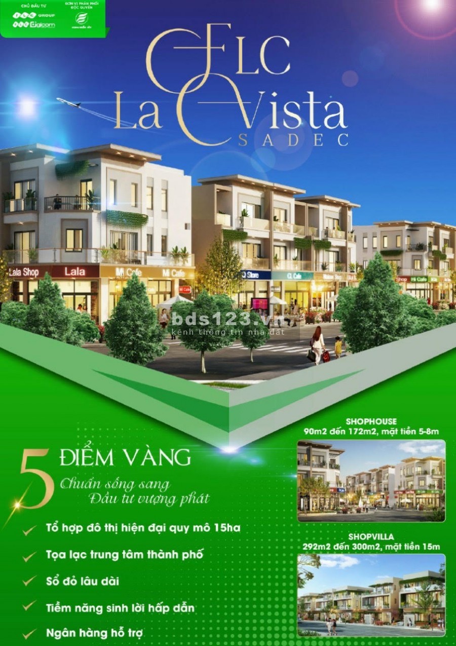 Nhà phố thương mại khu đô thị FLC La Vista Sadec 1 Trệt 2 Lầu