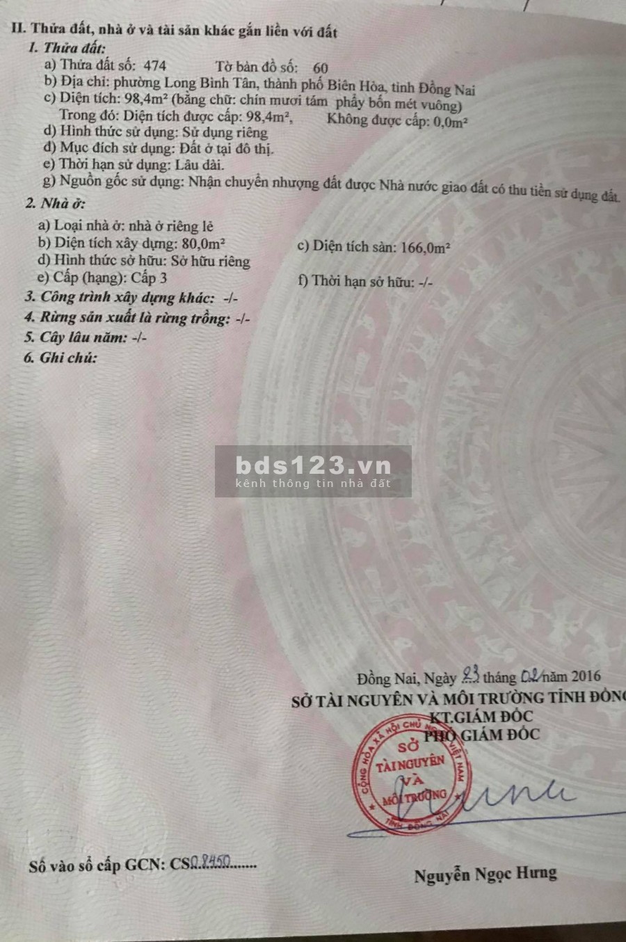 Bán nhà chính chủ tại thành phố Biên Hoà, Đồng Nai, 2 tầng đúc