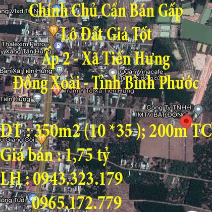 Chính Chủ Cần Bán Gấp Lô Đất Giá Tốt ở Ấp 2 Xã Tiến Hưng Thành Phố Đồng Xoài Tỉnh Bình Phước.